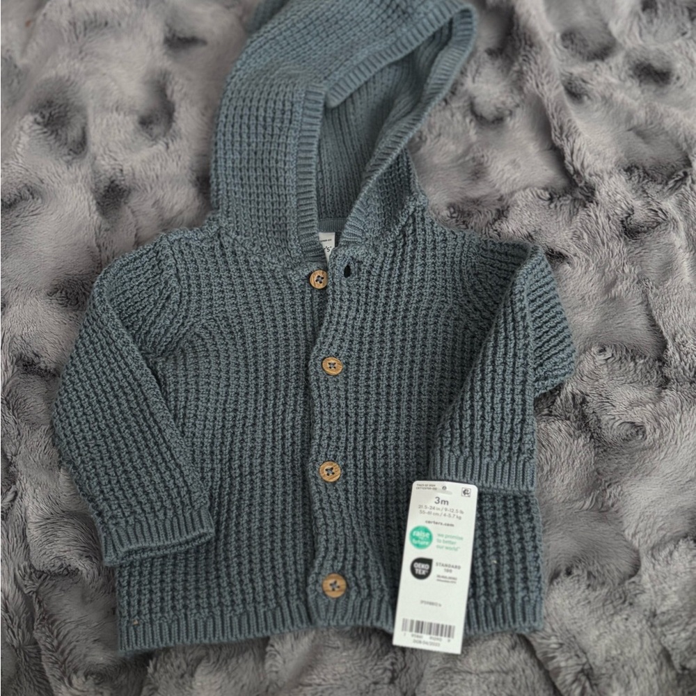 Carter's Gray Knit Hooded Jacket for Kids